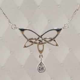 Celtic Butterfly Necklace with Stone