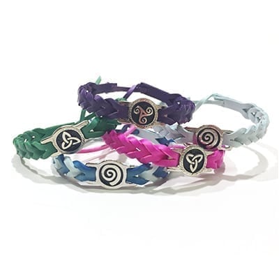 Celtic Leather Bracelets - coloured, braided