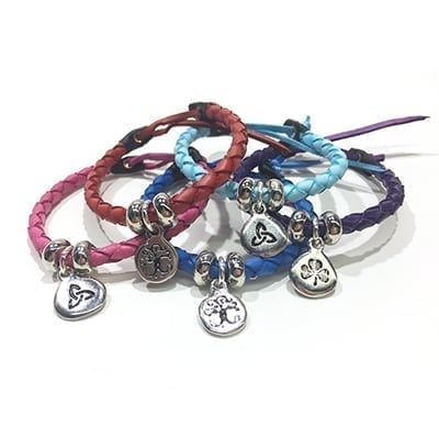 Celtic Leather Bracelets - coloured, round