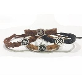 Celtic Leather Bracelets - muted, braided